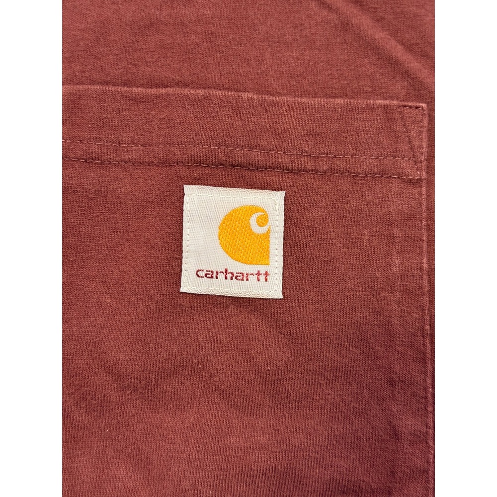 Carhartt Long Sleeve Shirt Men L Tall Maroon CMC Home Solutions Pocket Tee Work* - Picture 3 of 11